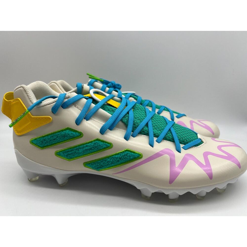adidas Athletic Cleats in Cream, Green, Blue & Pink